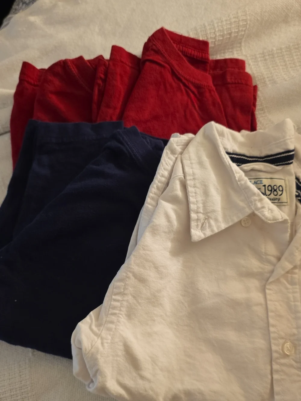 Classic White Button-Down Shirt for Kids And 3 Tshirts
